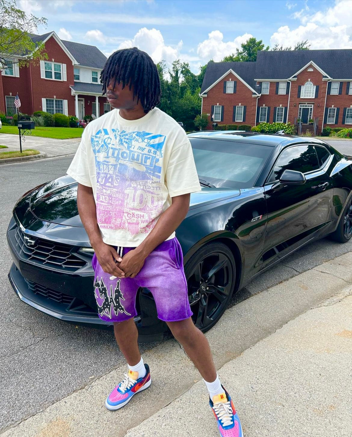 Purple Acid Wash Cropped Fleece Shorts