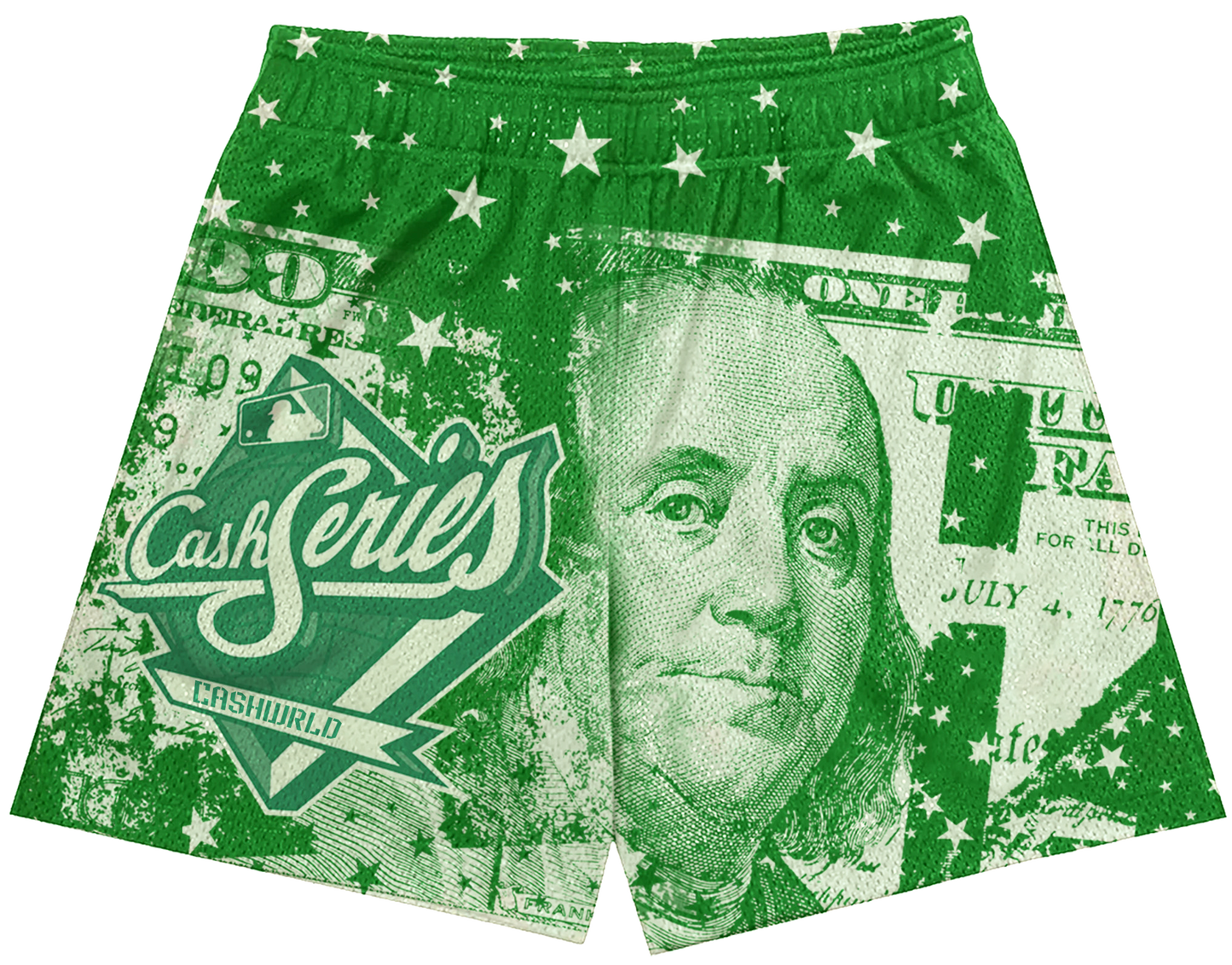 Mesh Jogger Shorts – Green, Cropped Fit